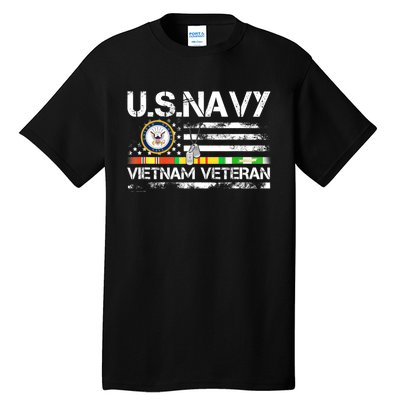 Vietnam Veteran Vintage US Flag Military Vet Gift Tall T-Shirt