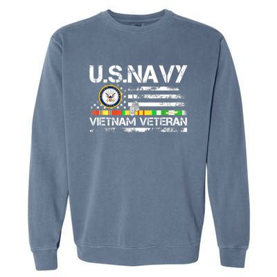 Vietnam Veteran Vintage US Flag Military Vet Gift Garment-Dyed Sweatshirt