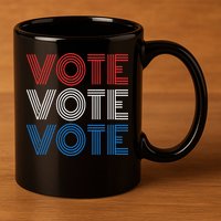 Vote Vote Vote Red White Blue Retro Election  11oz C Handle Ceramic Mug