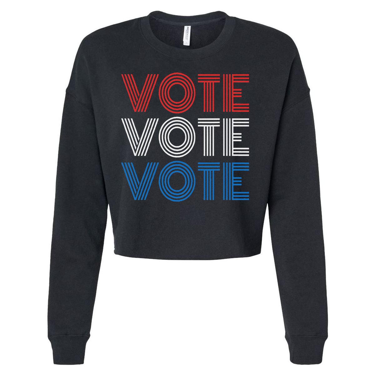 Vote Vote Vote Red White Blue Retro Election  Cropped Pullover Crew