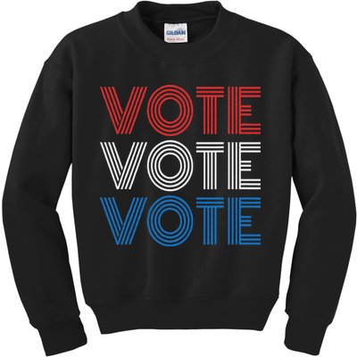 Vote Vote Vote Red White Blue Retro Election  Kids Sweatshirt