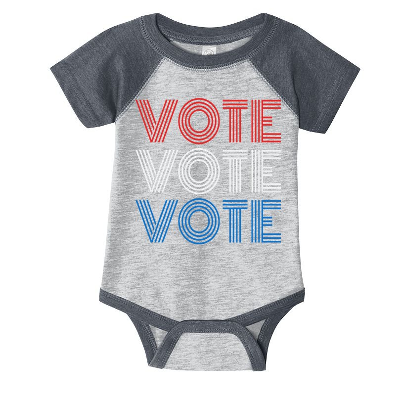 Vote Vote Vote Red White Blue Retro Election  Infant Baby Jersey Bodysuit