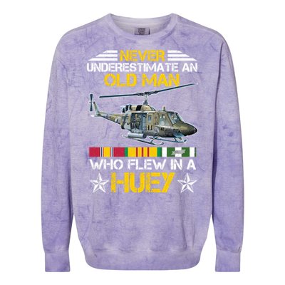 Vietnam Veteran Vet Uhfunny Gift1 Huey Helicopter Gift Colorblast Crewneck Sweatshirt