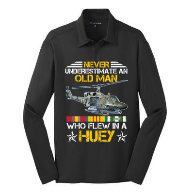 Vietnam Veteran Vet Uhfunny Gift1 Huey Helicopter Gift Silk Touch Performance Long Sleeve Polo