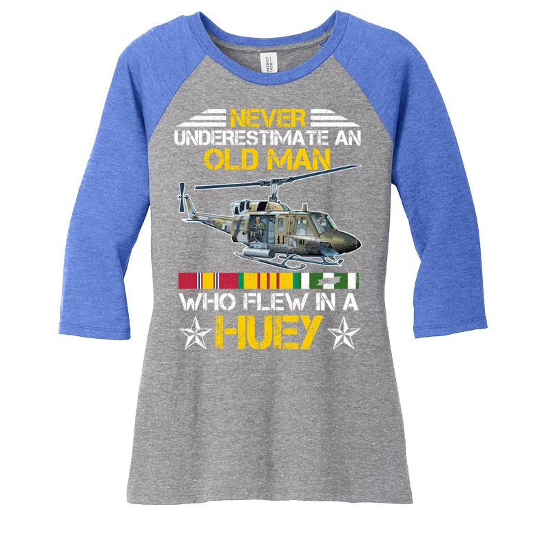 Vietnam Veteran Vet Uhfunny Gift1 Huey Helicopter Gift Women's Tri-Blend 3/4-Sleeve Raglan Shirt