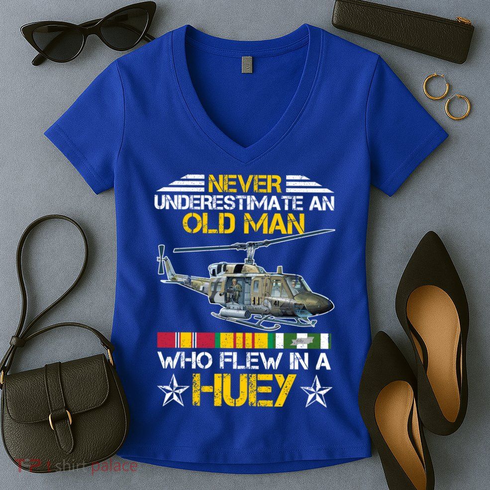 Vietnam Veteran Vet Uhfunny Gift1 Huey Helicopter Gift Women's V-Neck T-Shirt