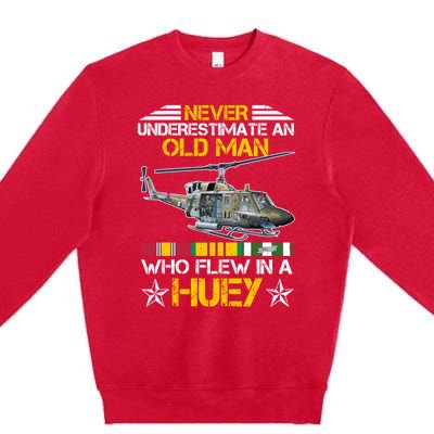 Vietnam Veteran Vet Uhfunny Gift1 Huey Helicopter Gift Premium Crewneck Sweatshirt