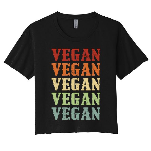 Vegan Vegan Vegan Vintage Colors Vegan Retro Vegan Cool Gift Crop Top