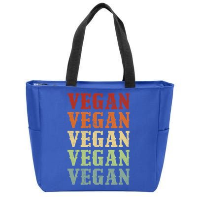 Vegan Vegan Vegan Vintage Colors Vegan Retro Vegan Cool Gift Zip Tote Bag