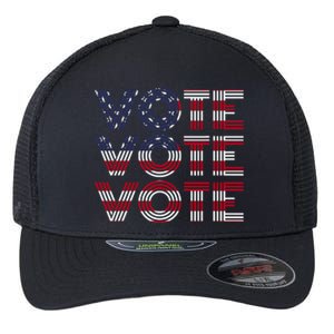 Vote Vote Vote Flag America Retro Election Simple Design Flexfit Unipanel Trucker Cap