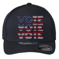 Vote Vote Vote Flag America Retro Election Simple Design Flexfit Unipanel Trucker Cap