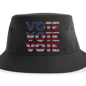 Vote Vote Vote Flag America Retro Election Simple Design Sustainable Bucket Hat