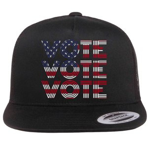 Vote Vote Vote Flag America Retro Election Simple Design Flat Bill Trucker Hat