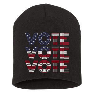 Vote Vote Vote Flag America Retro Election Simple Design Short Acrylic Beanie