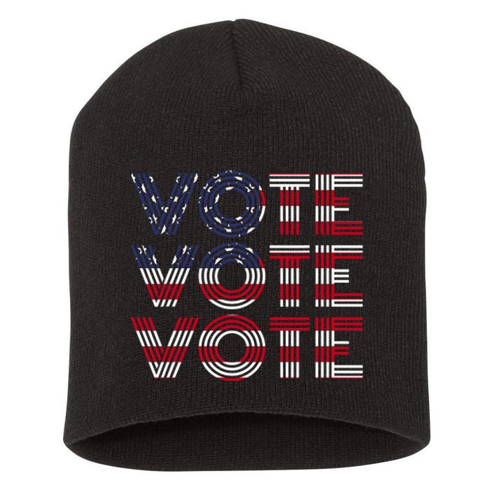 Vote Vote Vote Flag America Retro Election Simple Design Short Acrylic Beanie