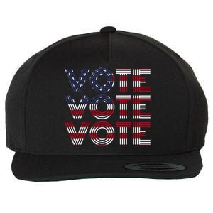 Vote Vote Vote Flag America Retro Election Simple Design Wool Snapback Cap