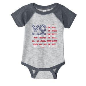 Vote Vote Vote Flag America Retro Election Simple Design Infant Baby Jersey Bodysuit