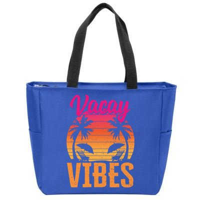 Vacay Vibes Vintage Beach Summer Family Vacation Trip Meaningful Gift Zip Tote Bag