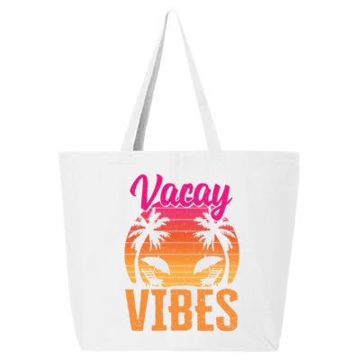 Vacay Vibes Vintage Beach Summer Family Vacation Trip Meaningful Gift 25L Jumbo Tote