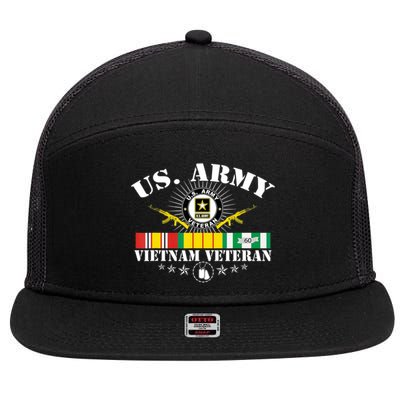 Vietnam Veteran With US Flag With Combat Boots Patriotic 7 Panel Mesh Trucker Snapback Hat