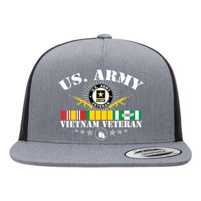 Vietnam Veteran With US Flag With Combat Boots Patriotic Flat Bill Trucker Hat