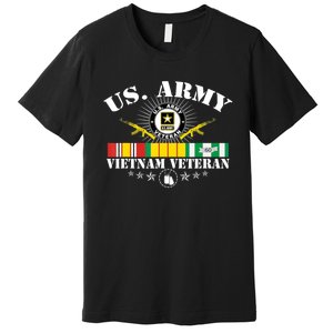 Vietnam Veteran With US Flag With Combat Boots Patriotic Premium T-Shirt