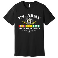 Vietnam Veteran With US Flag With Combat Boots Patriotic Premium T-Shirt