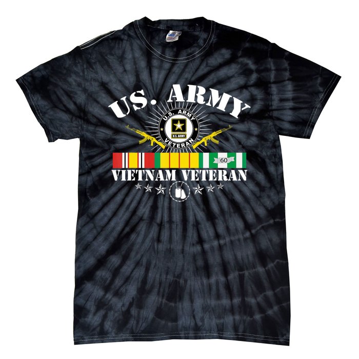 Vietnam Veteran With US Flag With Combat Boots Patriotic Tie-Dye T-Shirt