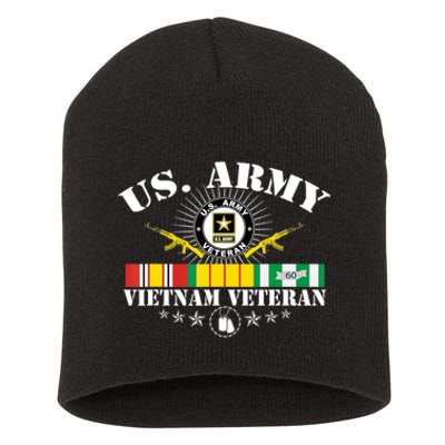 Vietnam Veteran With US Flag With Combat Boots Patriotic Short Acrylic Beanie