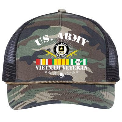 Vietnam Veteran With US Flag With Combat Boots Patriotic Retro Rope Trucker Hat Cap