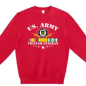 Vietnam Veteran With US Flag With Combat Boots Patriotic Premium Crewneck Sweatshirt