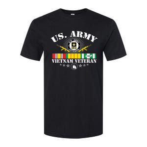 Vietnam Veteran With US Flag With Combat Boots Patriotic Softstyle CVC T-Shirt