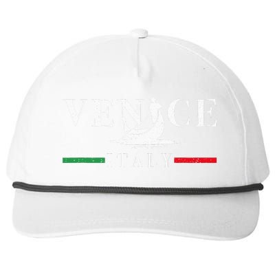 Vintage Venice With Gondola And Italy Flag Snapback Five-Panel Rope Hat