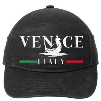 Vintage Venice With Gondola And Italy Flag 7-Panel Snapback Hat