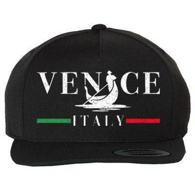 Vintage Venice With Gondola And Italy Flag Wool Snapback Cap