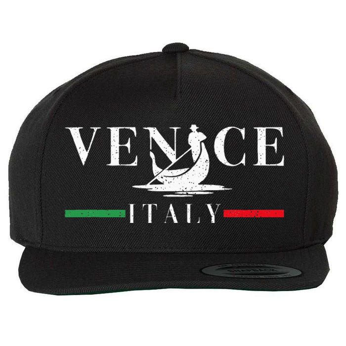 Vintage Venice With Gondola And Italy Flag Wool Snapback Cap