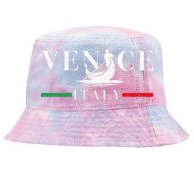 Vintage Venice With Gondola And Italy Flag Tie-Dyed Bucket Hat