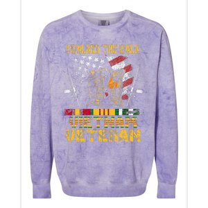 Vietnam Veteran With Us Flag With Combat Boots Colorblast Crewneck Sweatshirt