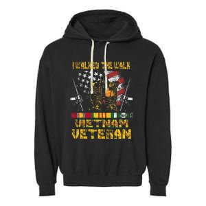 Vietnam Veteran With Us Flag With Combat Boots Garment-Dyed Fleece Hoodie