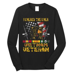 Vietnam Veteran With Us Flag With Combat Boots Long Sleeve Shirt