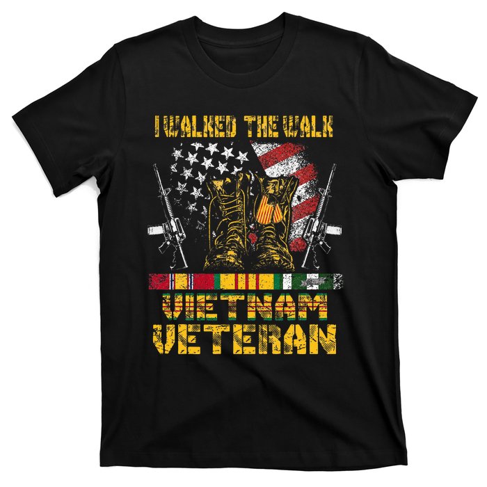 Vietnam Veteran With Us Flag With Combat Boots T-Shirt