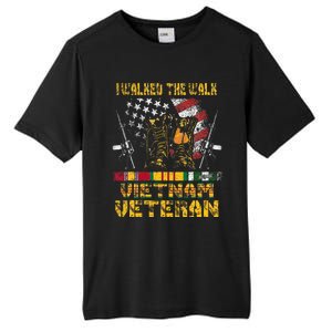 Vietnam Veteran With Us Flag With Combat Boots Tall Fusion ChromaSoft Performance T-Shirt