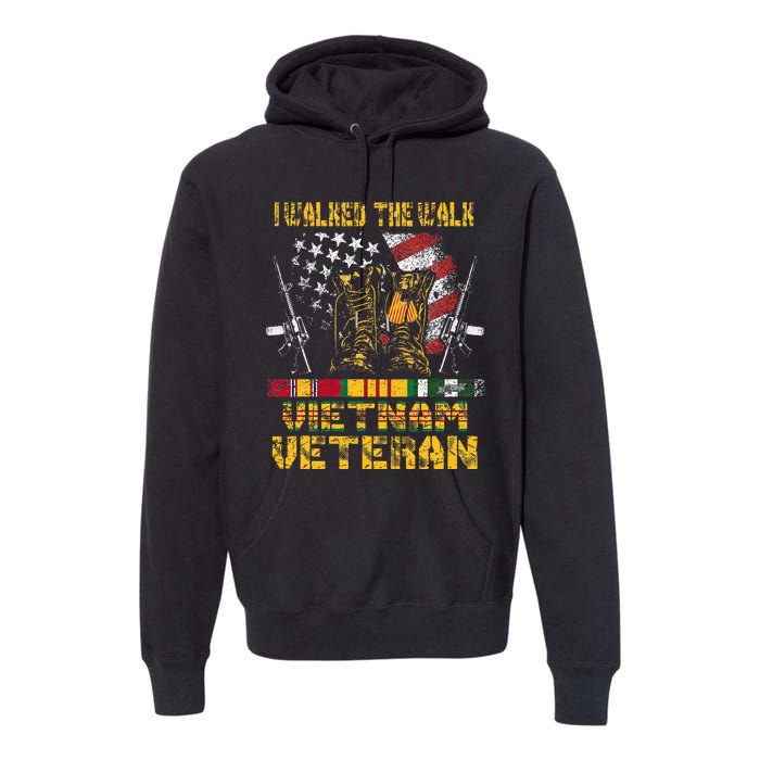 Vietnam Veteran With Us Flag With Combat Boots Premium Hoodie