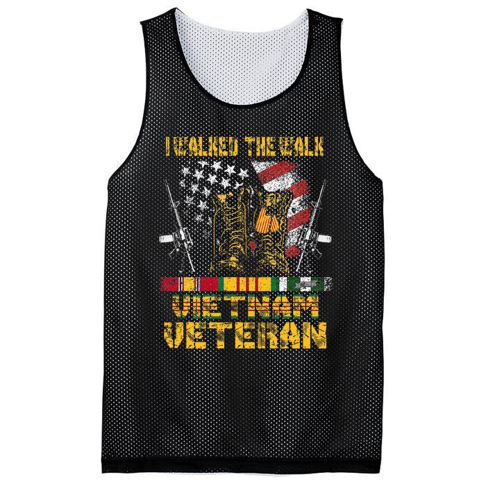 Vietnam Veteran With Us Flag With Combat Boots Mesh Reversible Basketball Jersey Tank