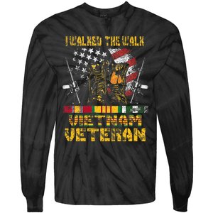 Vietnam Veteran With Us Flag With Combat Boots Tie-Dye Long Sleeve Shirt