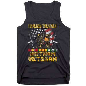 Vietnam Veteran With Us Flag With Combat Boots Tank Top