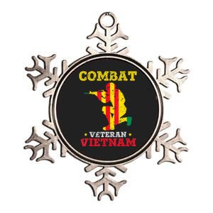 Vietnam Veteran With US Flag With Combat Boots Patriotic Metallic Star Ornament