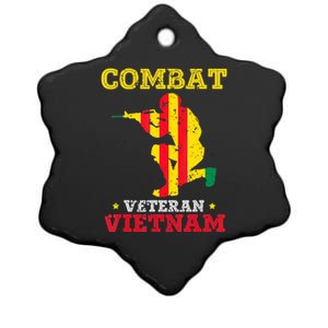 Vietnam Veteran With US Flag With Combat Boots Patriotic Ceramic Star Ornament