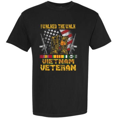 Vietnam Veteran With Us Flag With Combat Boots Patriotic Garment-Dyed Heavyweight T-Shirt