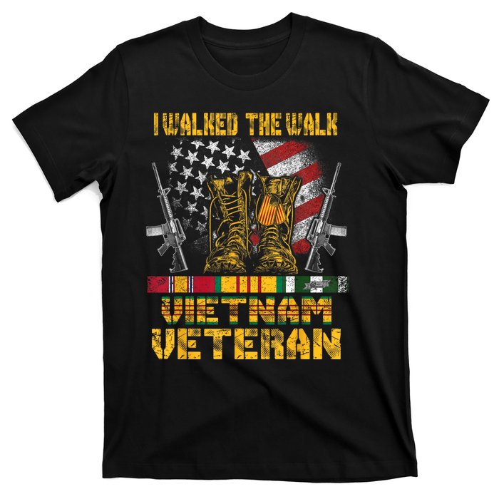 Vietnam Veteran With Us Flag With Combat Boots Patriotic T-Shirt